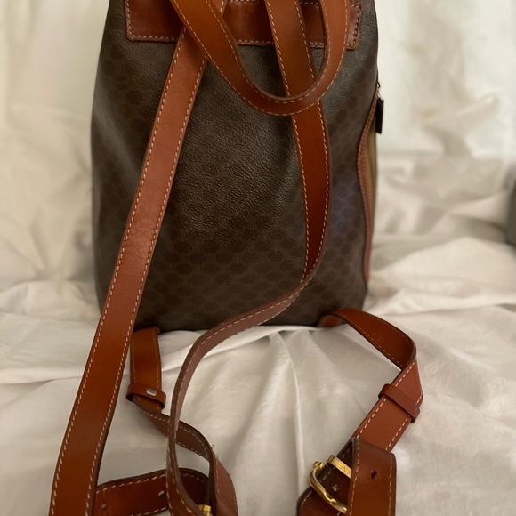 CELINE Vintage Macadam Backpack with Side Zipper Pocket and Single Magnetic Flap - Picture 15 of 16